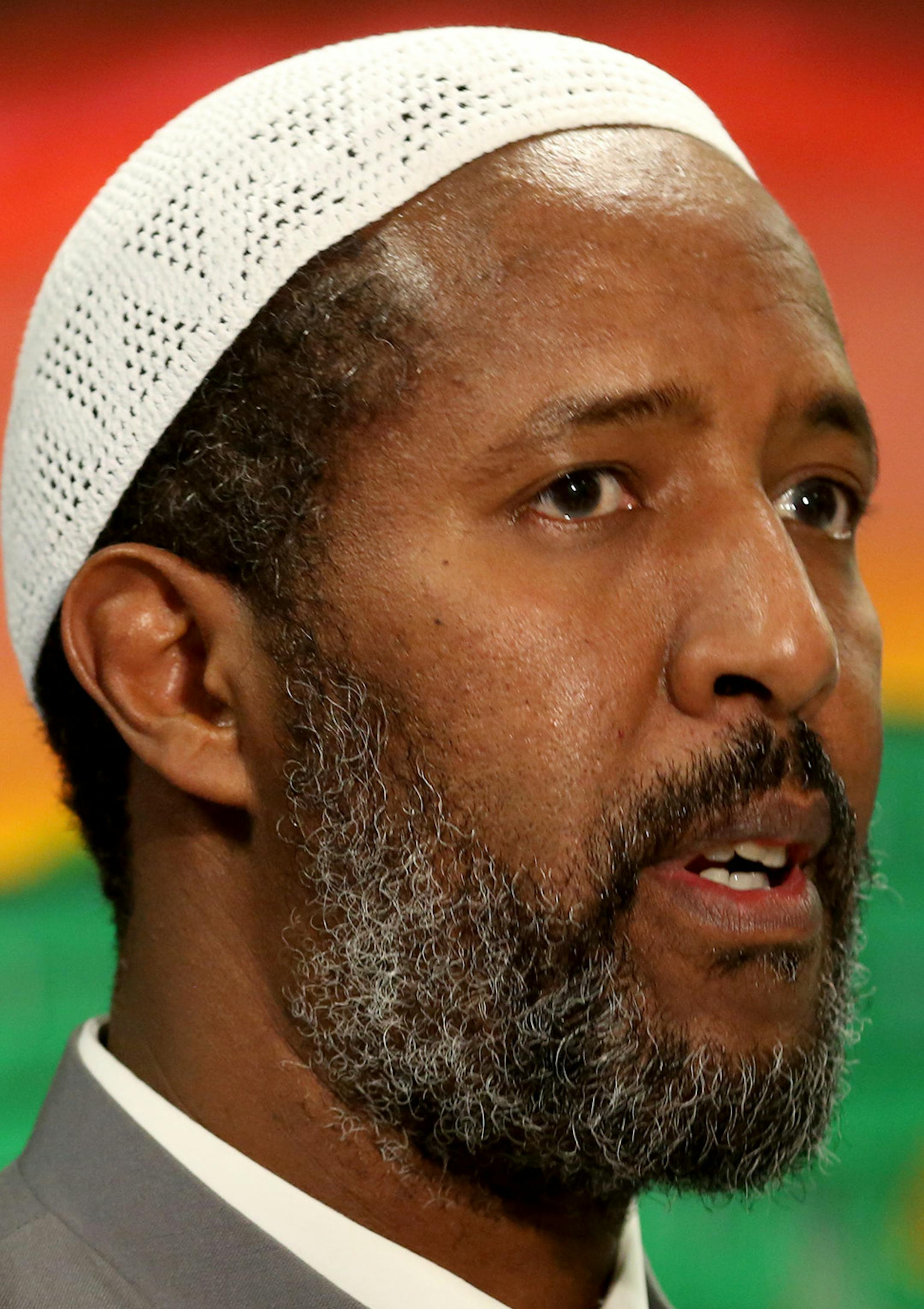 Director Abdisalam Adam talked to the media about how they hope to raise money for repairs on their mosque that was damage due to fire a year ago. ] (KYNDELL HARKNESS/STAR TRIBUNE) kyndell.harkness@startribune.com A fundraiser for the Dar Al-Hijrah mosque at Brian Coyle Community Center in Minneapolis Min., Thursday, January 1, 2014.