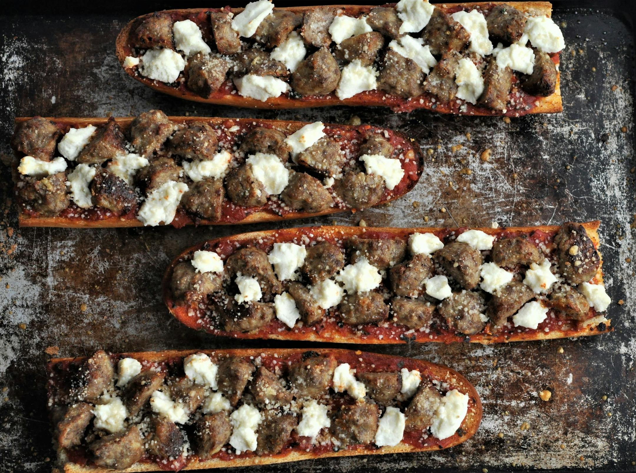 Meatball and Ricotta French Bread Pizza