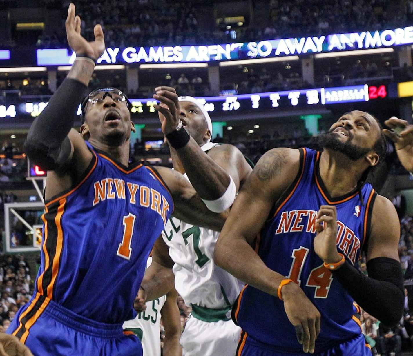 Ronny Turiaf (right) during a game between the New York Knicks and Boston Celtics in 2011.