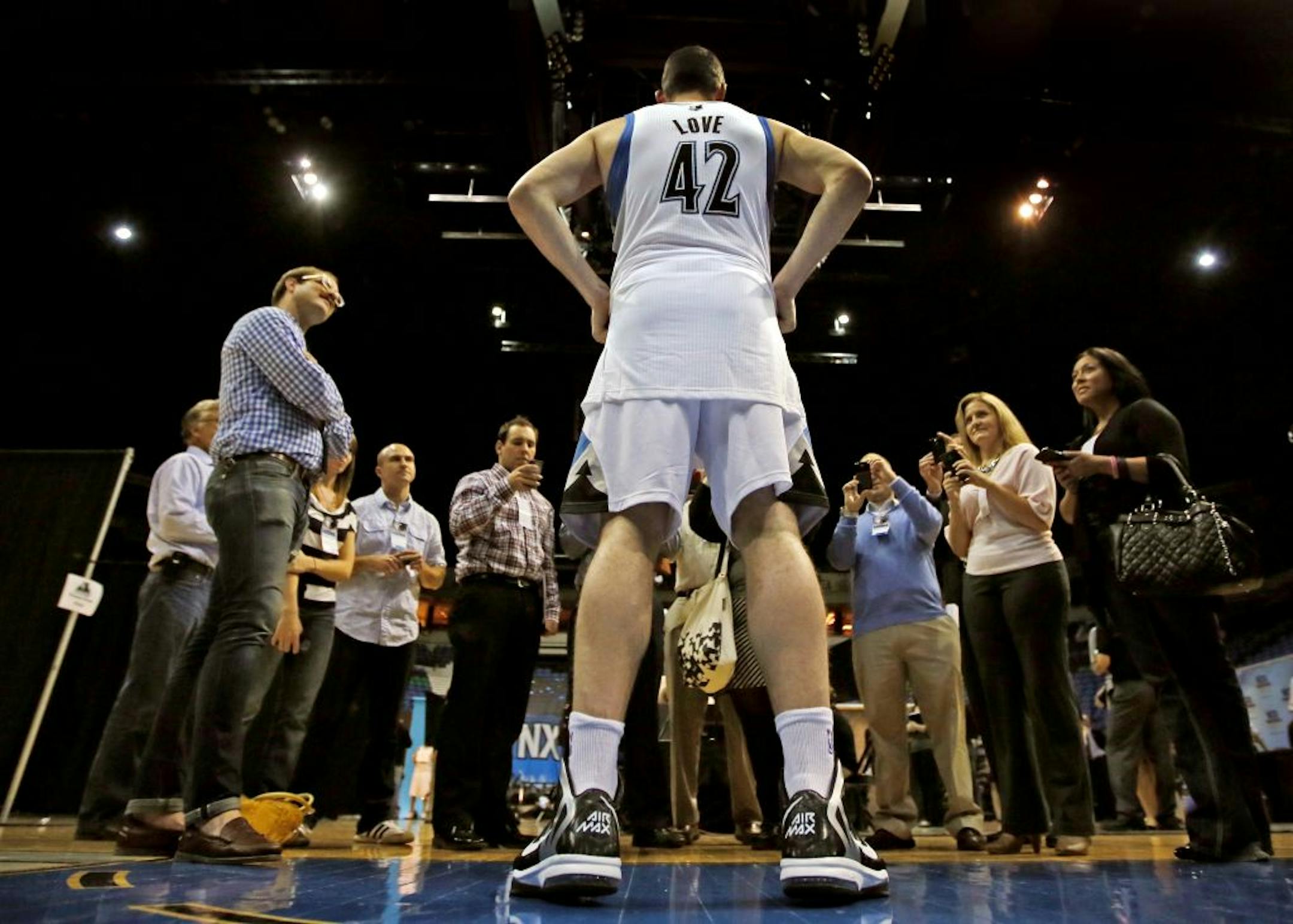 Minnesota Timberwolves media day - Timberwolves Kevin Love holds court for a gaggle of social media bloggers and reporters at the Timberwolves media day on Monday.