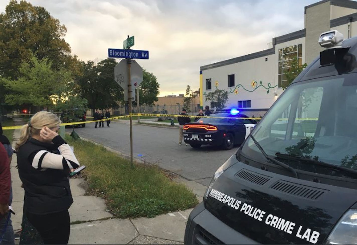 Police responded to the scene of a shooting near 21st Street and Bloomington Avenue S. in Minneapolis.