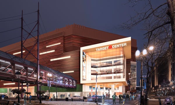 Rendering shows Target Center will look at the corner of 1st Avenue and 6th Street when remodeling is finished next fall.