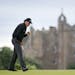 US golfer Phil Mickelson reacts to holing a birdie putt on the 4th hole during day four of the Scottish Open golf championship at Castle Stuart Golf C