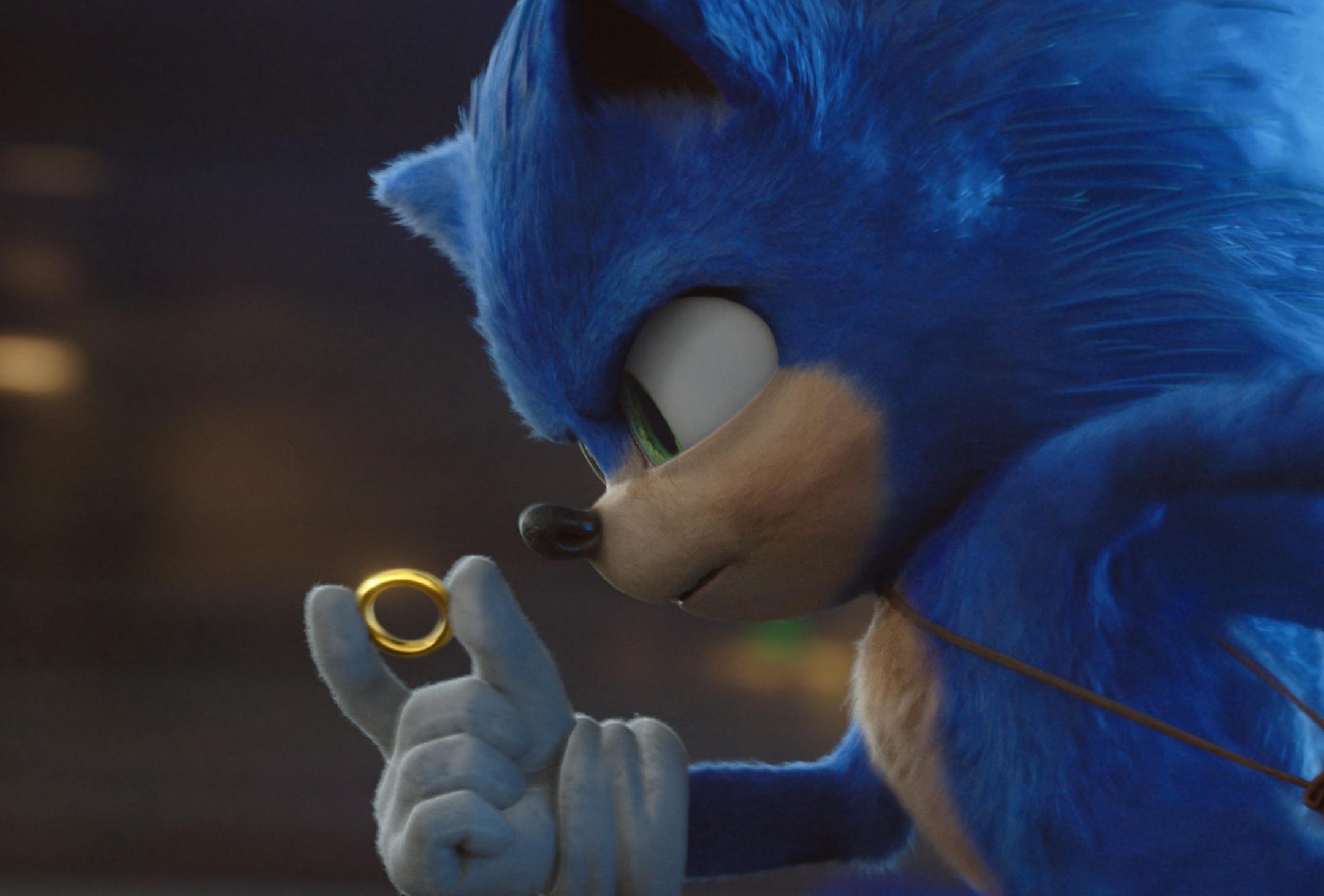 This image released by Paramount Pictures shows Sonic, voiced by Ben Schwartz, in a scene from "Sonic the Hedgehog ." (Paramount Pictures/Sega of America via AP)