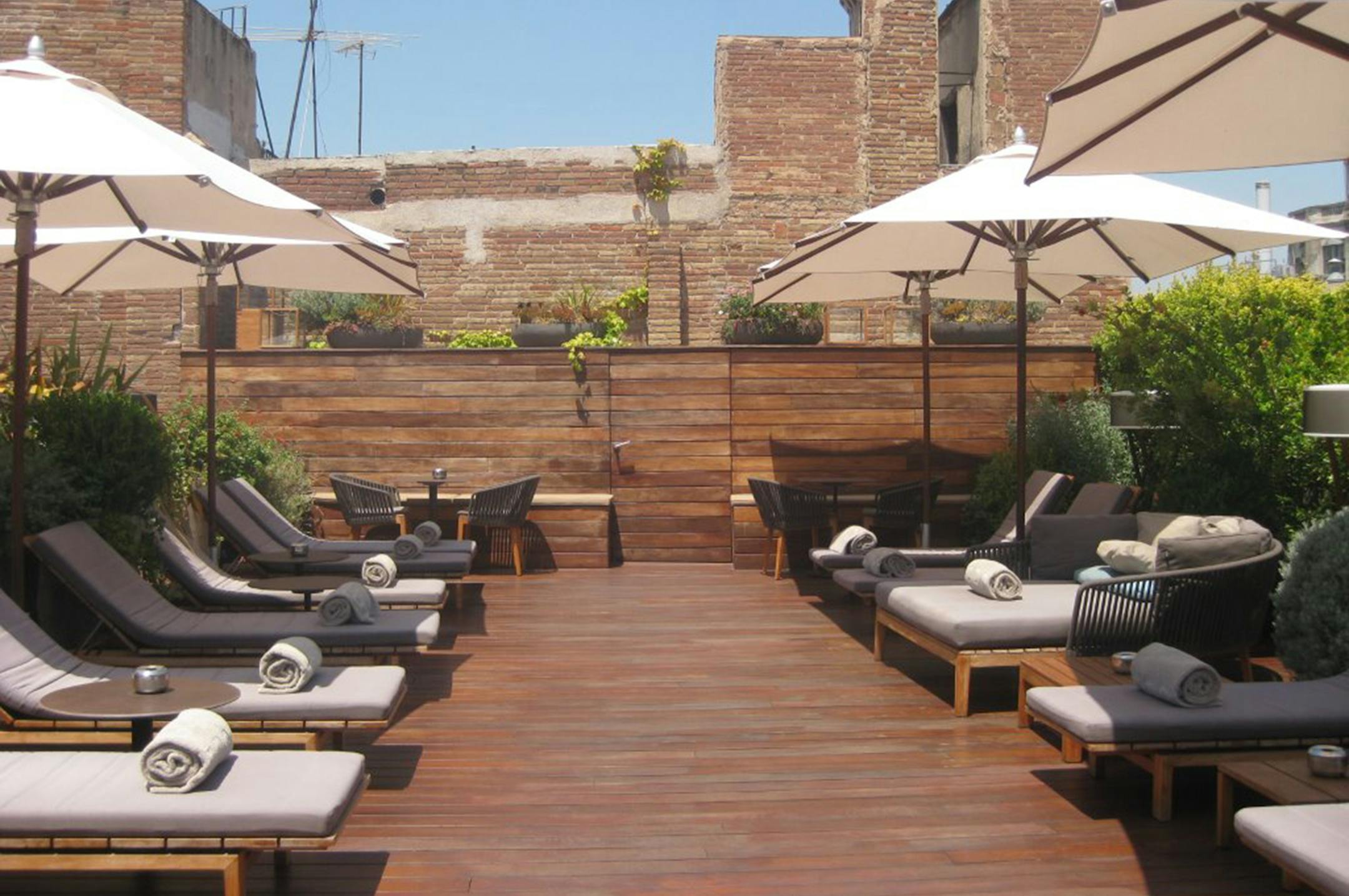 The Mercer Hotel’s rooftop terrace abuts a Roman wall.