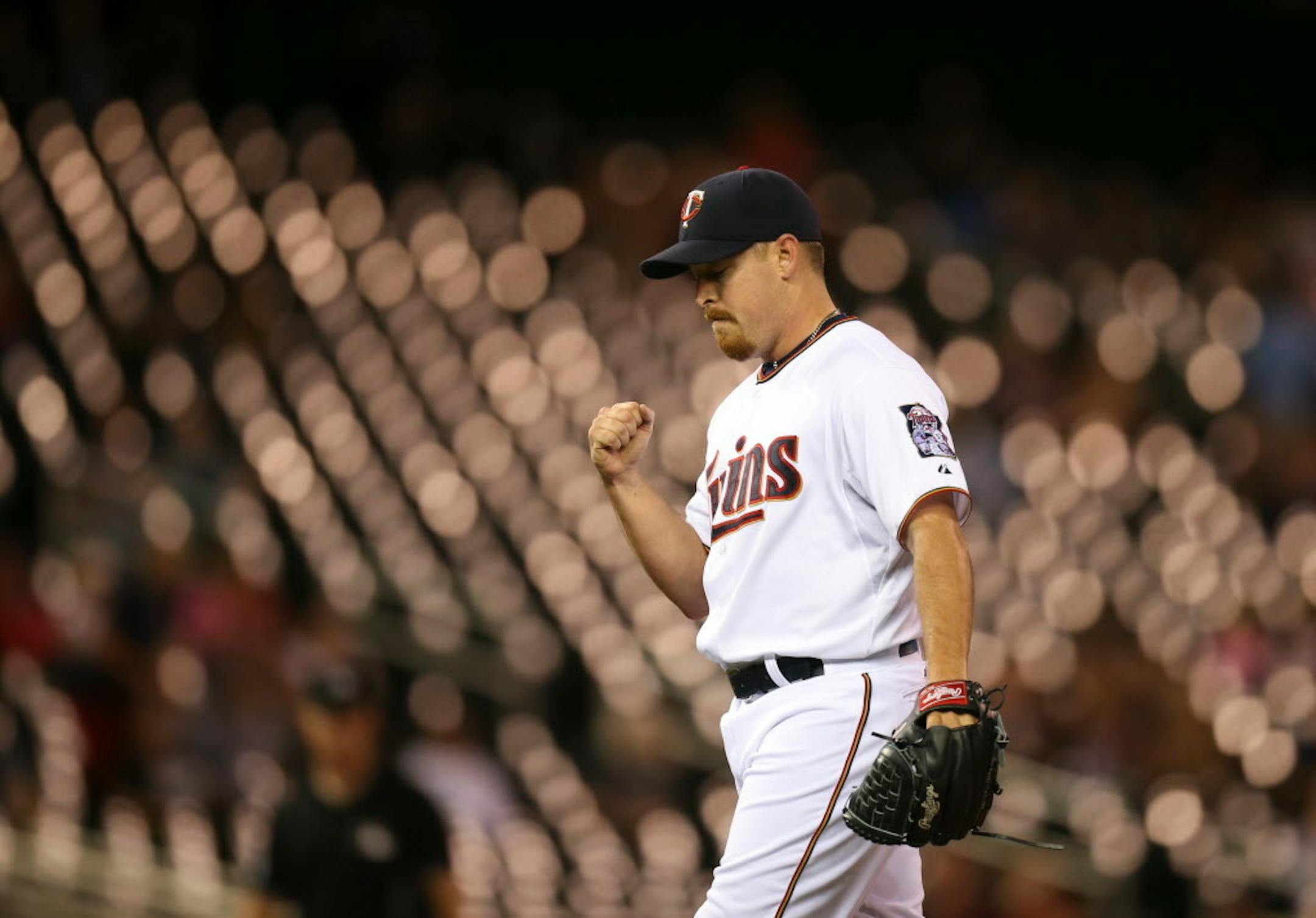 Minnesota Twins closer J.R. Graham pumped his fist after the White Sox' Jose Abreu grounded into a double play to end the game Monday night at Target Field. ] JEFF WHEELER � jeff.wheeler@startribune.com The Twins trounced the Chicago White Sox 13-2 Monday night, June 22, 2015 at Target Field in Minneapolis.