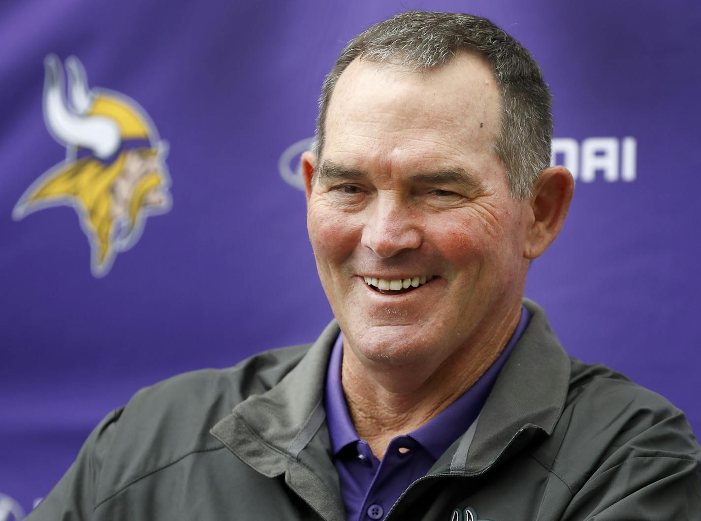 Minnesota Vikings head coach Mike Zimmer spoke to the media after it was announced that he received a contract extension. ] CARLOS GONZALEZ cgonzalez@startribune.com - July 28, 2016, Mankato, MN, Minnesota State University, Mankato, Minnesota Vikings Training Camp