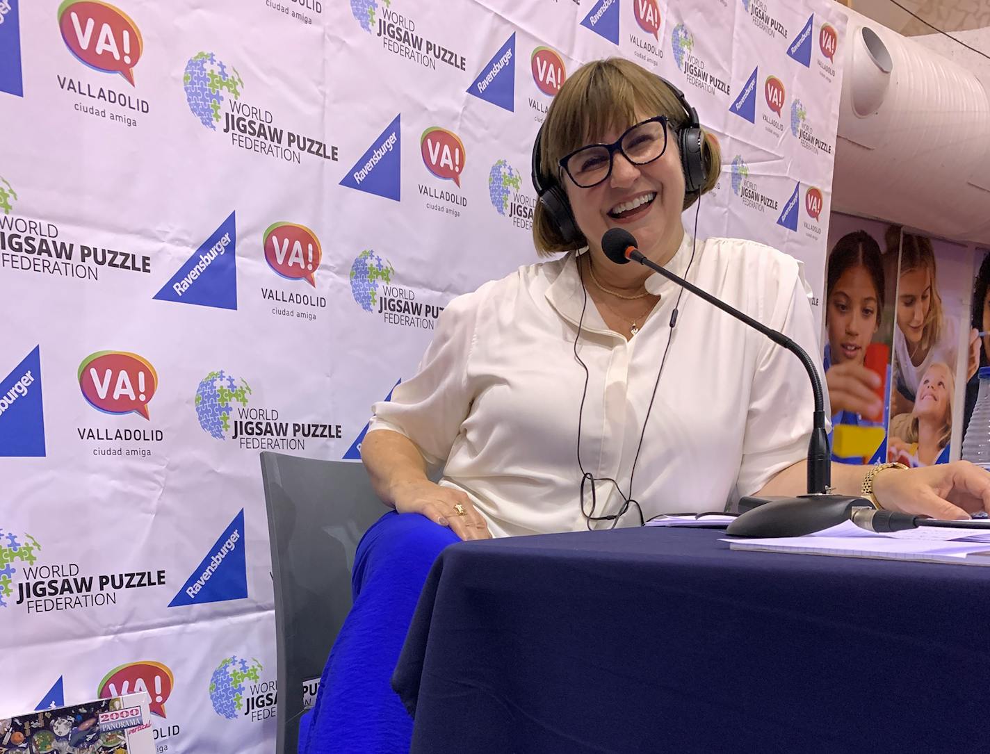 Duluth area resident Valerie Coit provided color commentary for the livestream of the World Jigsaw Puzzle Championship in Spain.Credit: Mike Scholtz