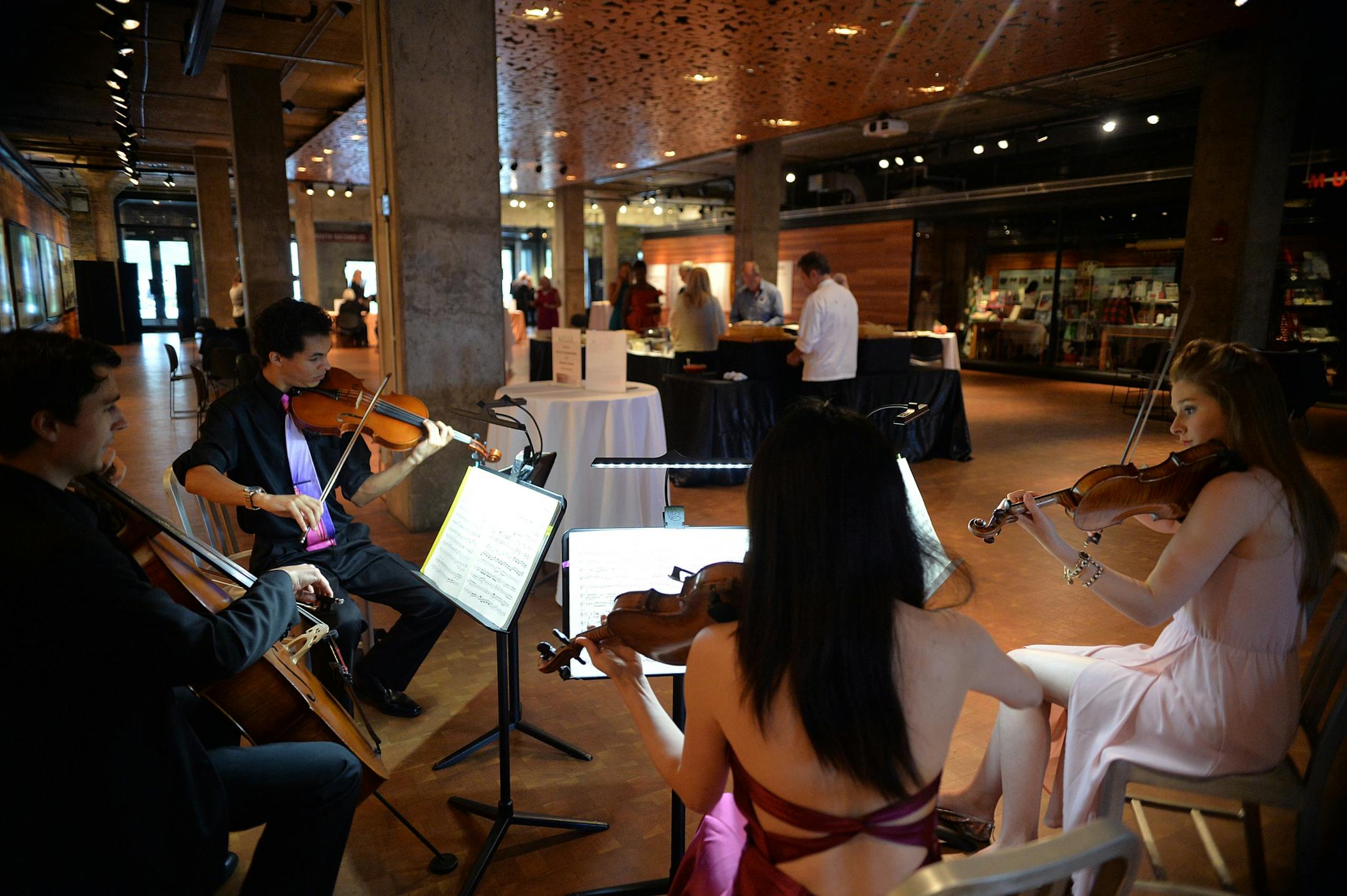Prospect Strings, made up of students from the University of Minnesota School of Music, was the first group to play during the Goldstein Museum of Design benefit at Mill City Museum.