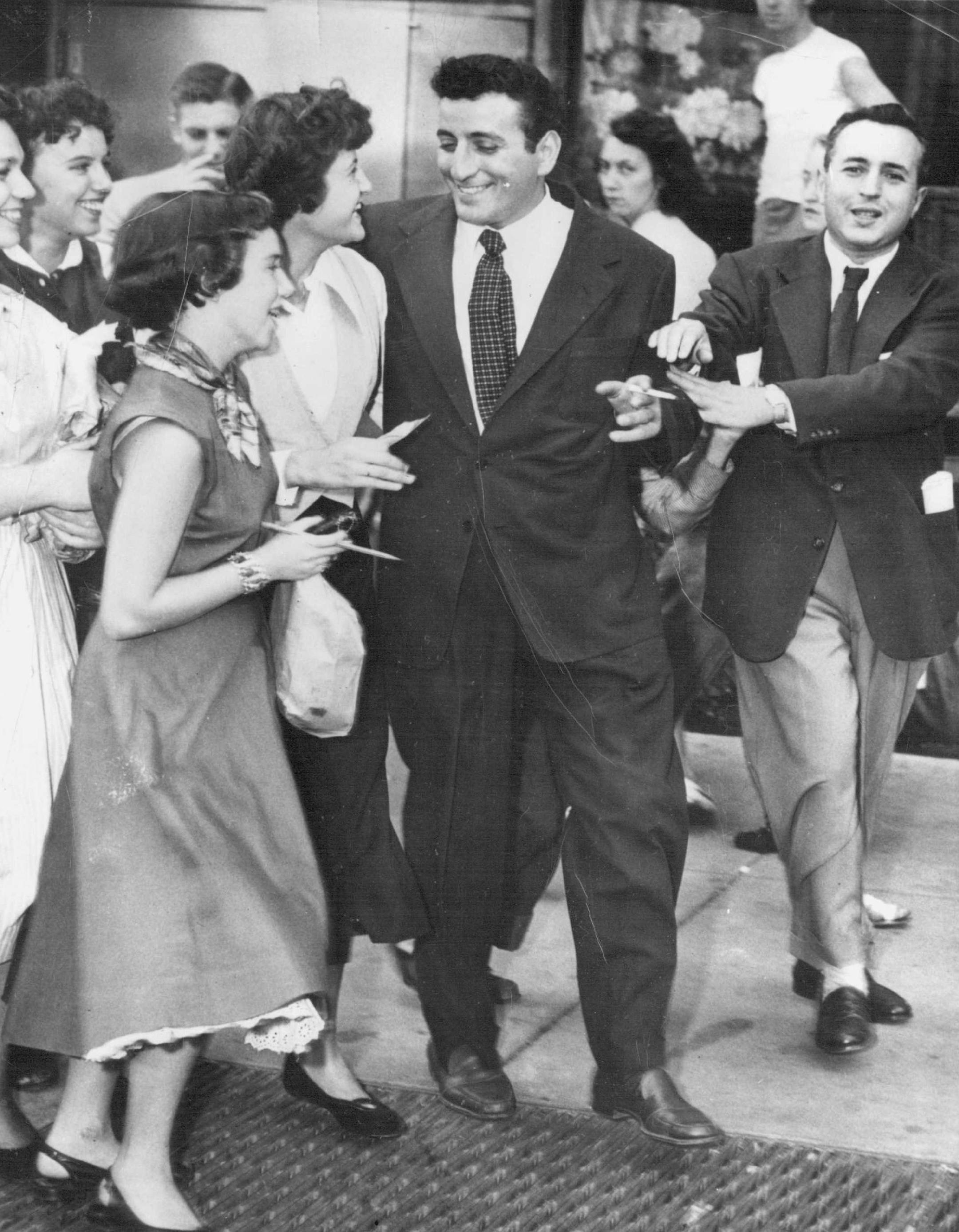 Tony Bennett on Oct. 4, 1951. In 1950 he was singing for $75 a week in a Greenwich Village nightclub in New York. He made a photograph record or two and they sold quite well, but still made little headway. Then, in September, his record zoomed to the two top spots in the Billboard popularity poll.