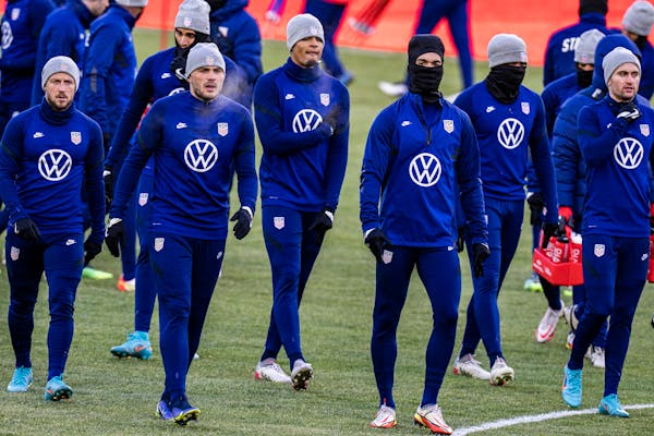 The U.S. men’s national team warmed up (or tried to) before practice at Allianz Field on Tuesday.