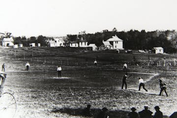 A baseball game between St. Olaf College and Carleton College in Northfield in 1887.