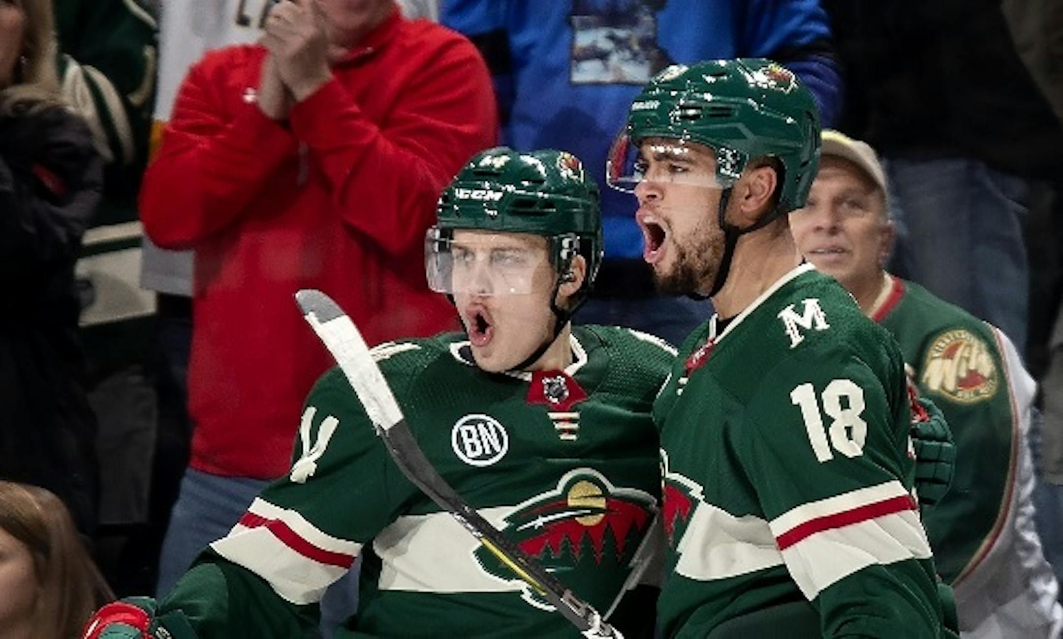 The Wild's Joel Eriksson Ek (left) and Jordan Greenway are both high draft picks looking to settle in as bona fide NHLers by playing a heavy style that sparks scoring.