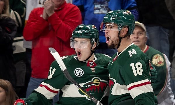 The Wild's Joel Eriksson Ek (left) and Jordan Greenway are both high draft picks looking to settle in as bona fide NHLers by playing a heavy style tha