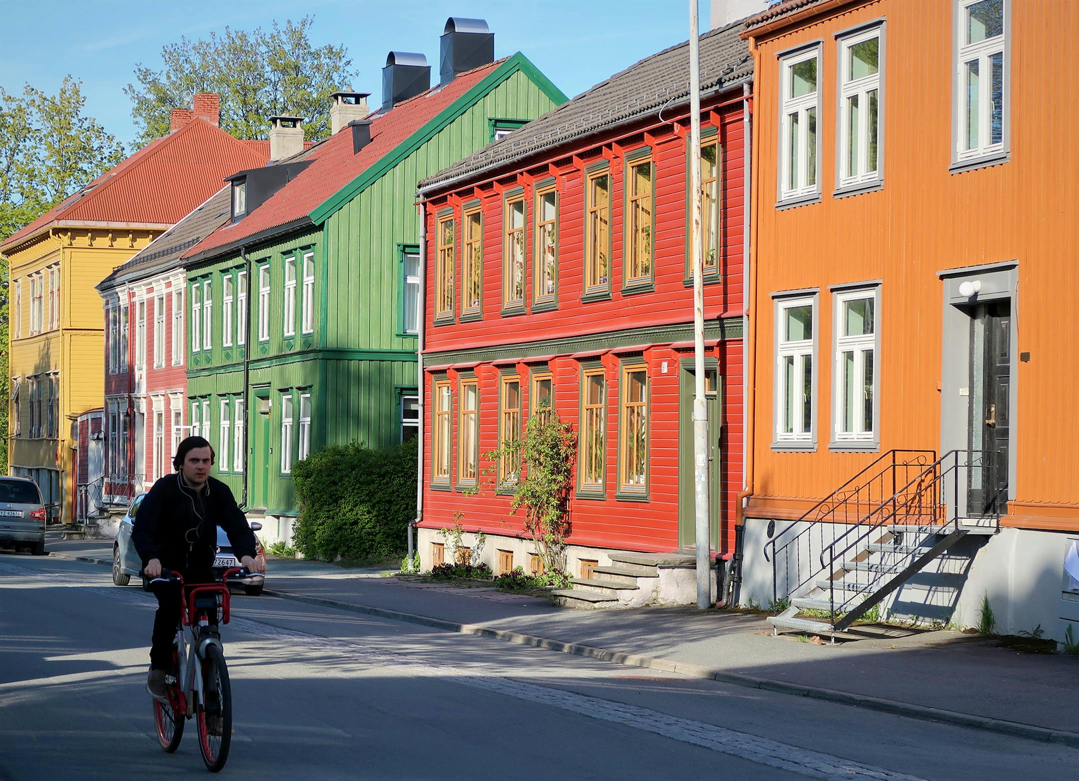 Cyclist on a Trondheim street. By Eric Dregni, special to the Star Tribune