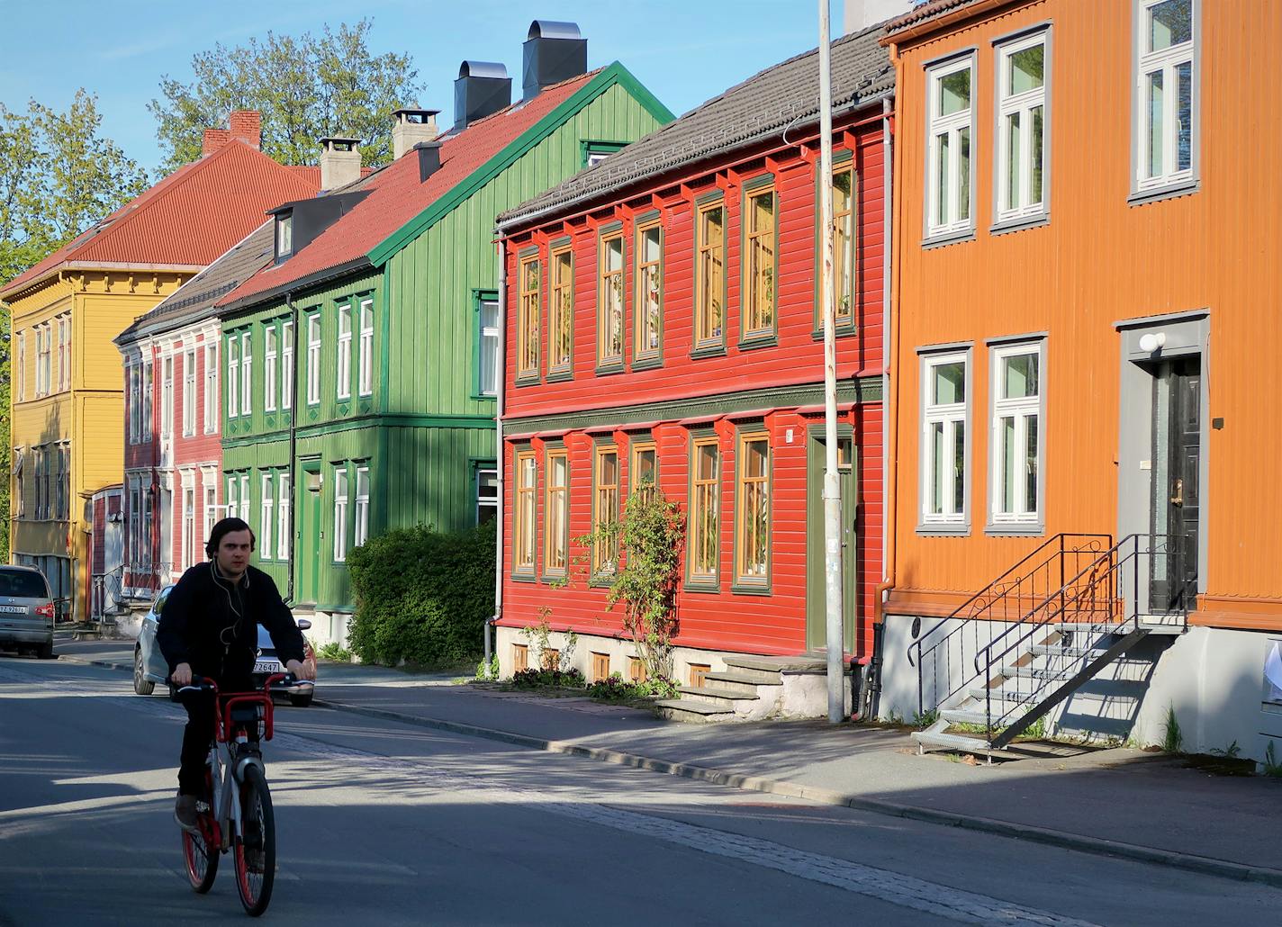 Cyclist on a Trondheim street. By Eric Dregni, special to the Star Tribune