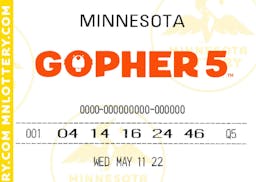 A sample Gopher 5 lottery ticket