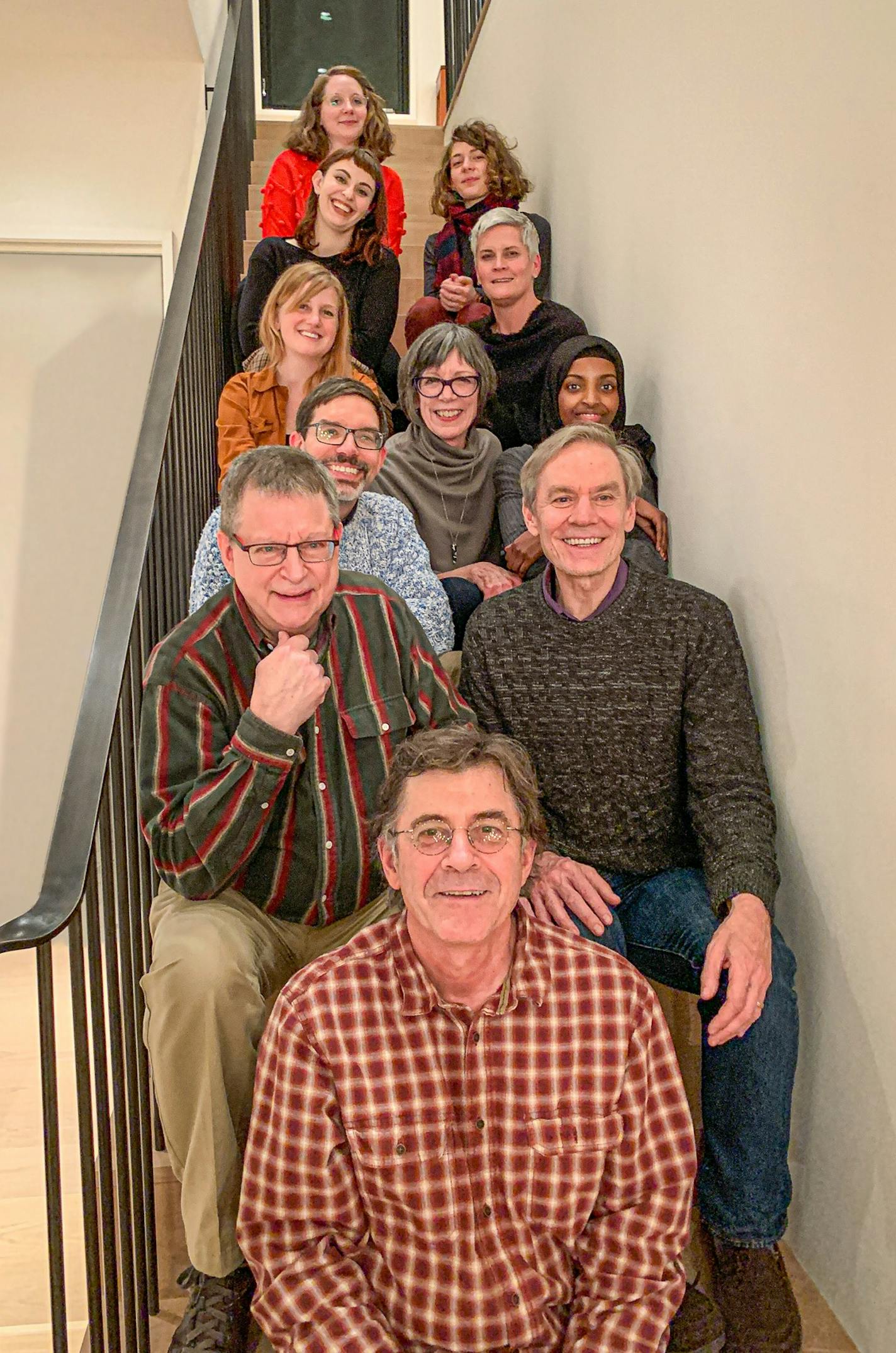 John Coy, Gaylord Schanilec and the other artists who worked on "My Mighty JOurney: A Waterfall's Story." Winners of the 2020 Minnesota Book Artist Award.