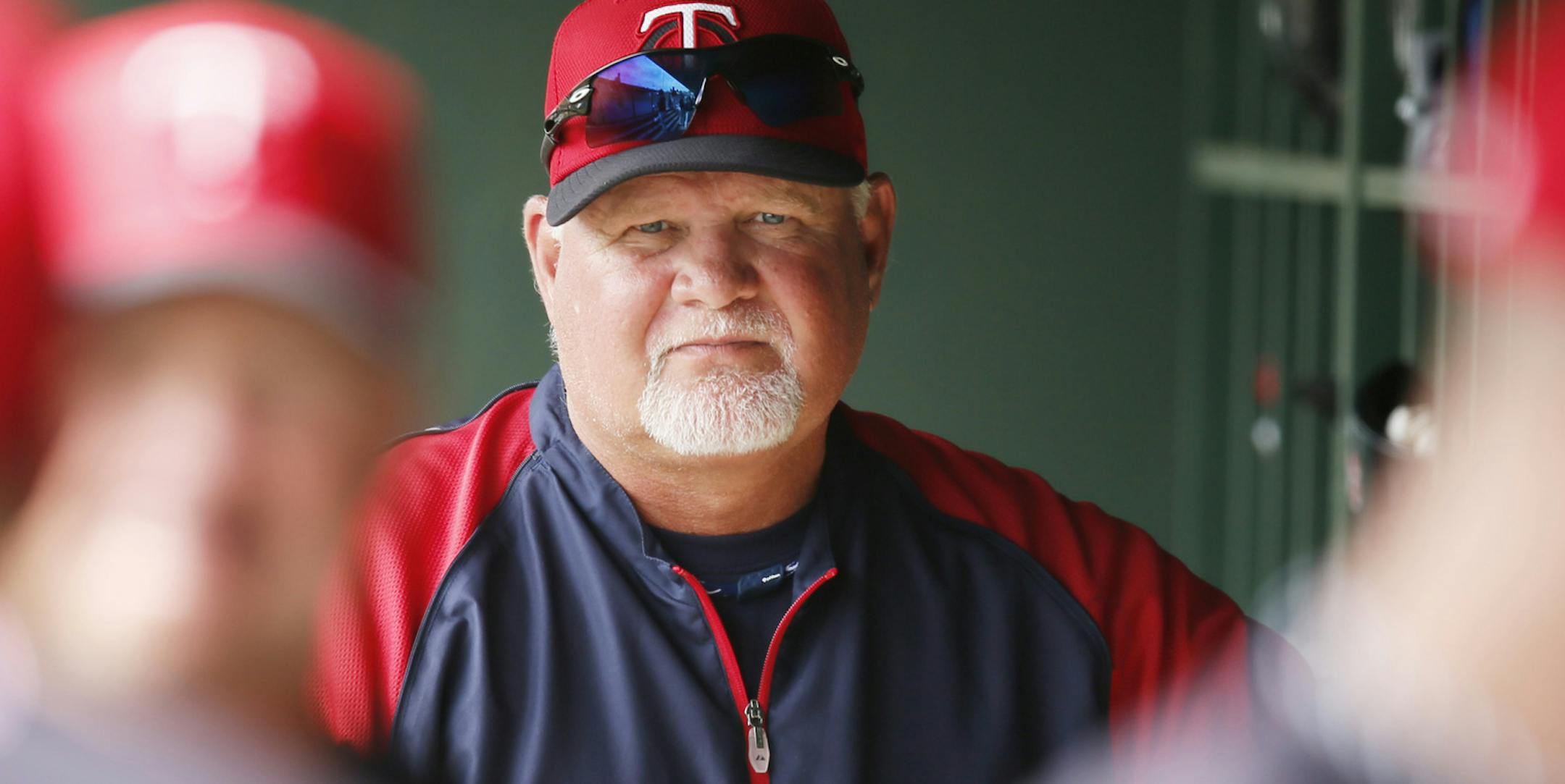 Twins manager Ron Gardenhire talked with his team before playing the Baltimore Orioles on Feb. 23.