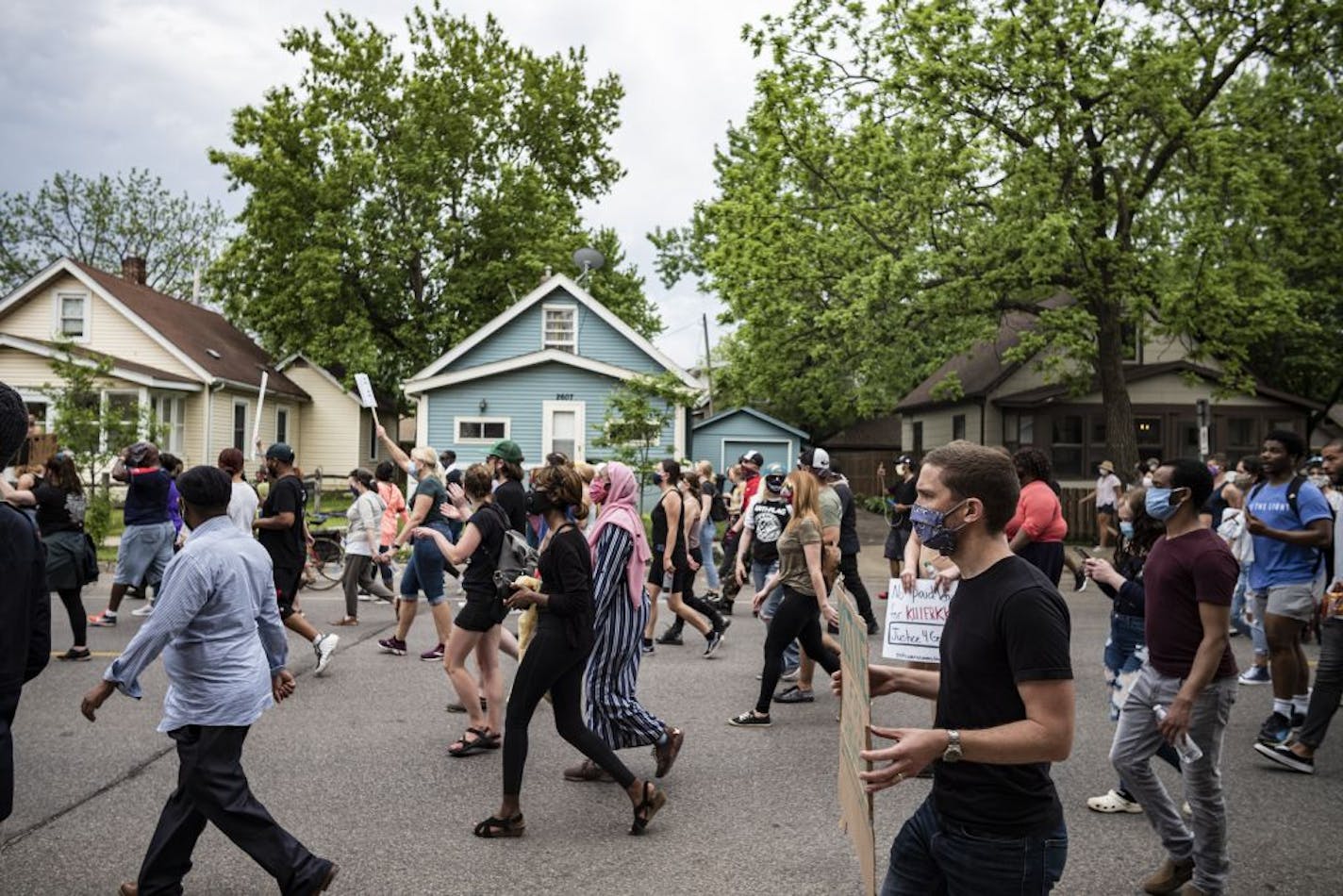 Protesters started marching towards the 3rd Precinct after gathering on 38th and Chicago.