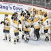 Mahtomedi celebrated their 6-0 1A quarterfinal victory over New Ulm Wednesday.