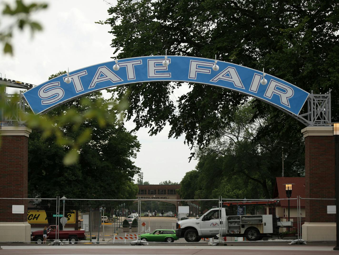 This restored blue archway sign at the Minnesota State Fairgrounds dates from the 1930s and stands in the West End Market, where Heritage Square once stood.] MONICA HERNDON monica.herndon@startribune.com Falcon Heights, MN 07/18/14