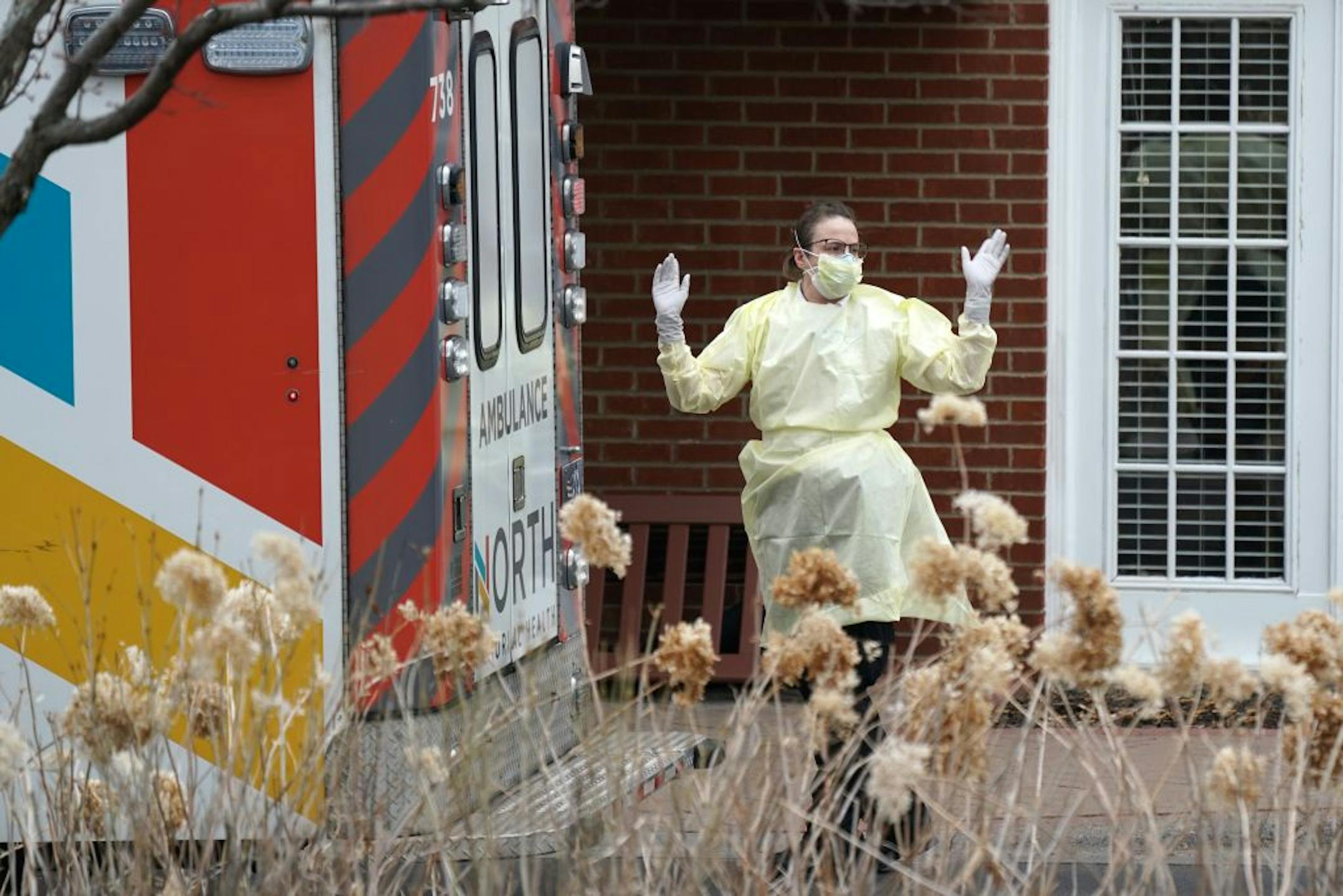 Residents of Meridian Manor were evacuated in ambulances and vans after an outbreak of the Coronavirus was detected Saturday in Wayzata.
