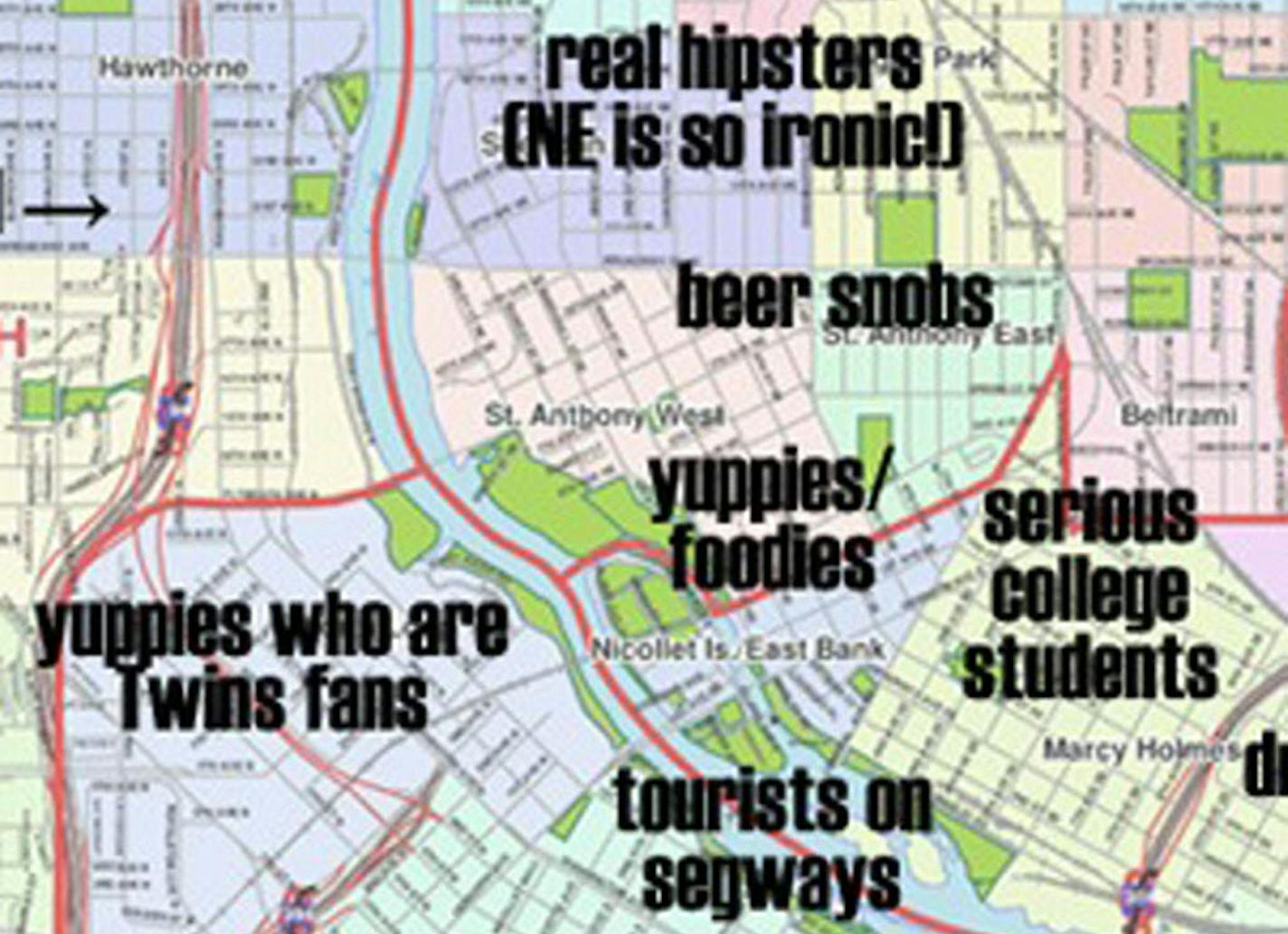 Judgmental map of Minneapolis