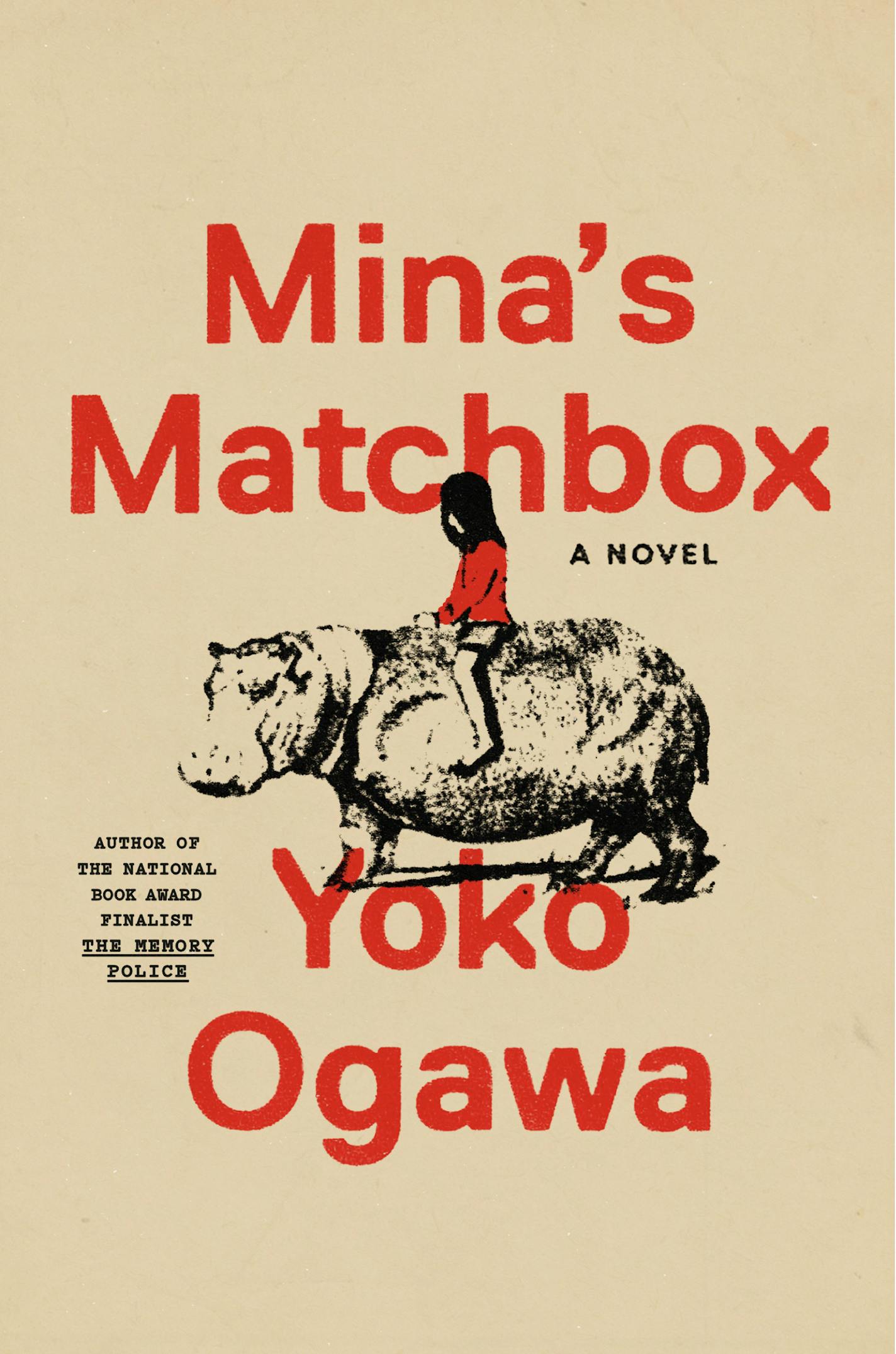 cover of Mina's Matchbox is a drawing of a girl riding a hippopotamus