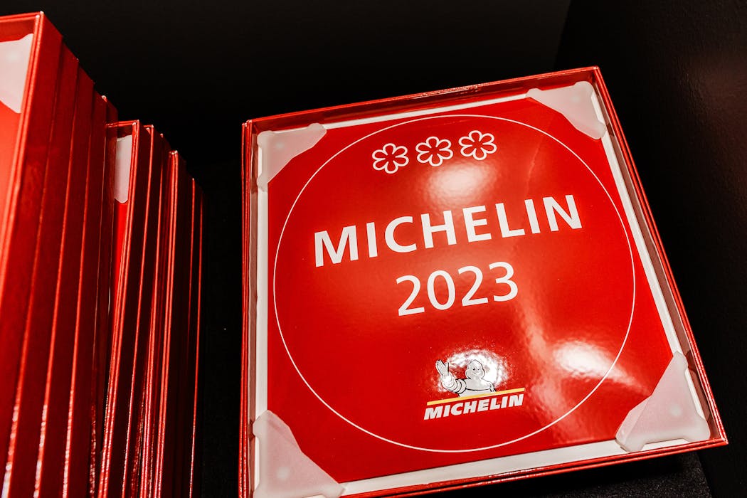 Restaurants awarded Michelin stars receive plaques for the honor.