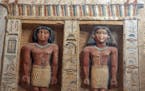 Relief statues are seen at the recently uncovered tomb of the Priest royal Purification during the reign of King Nefer Ir-Ka-Re, named "Wahtye", at th
