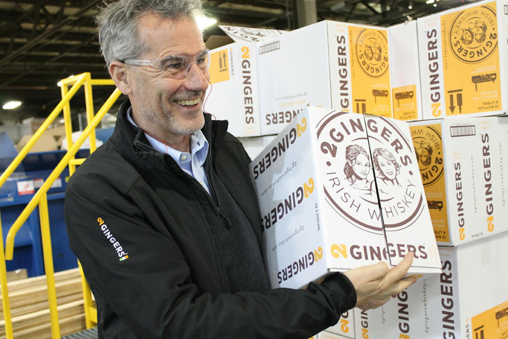 At a bottling plant in Princeton, Minn., Kieran Folliard inspected a fresh case of his 2 Gingers Irish whiskey.
