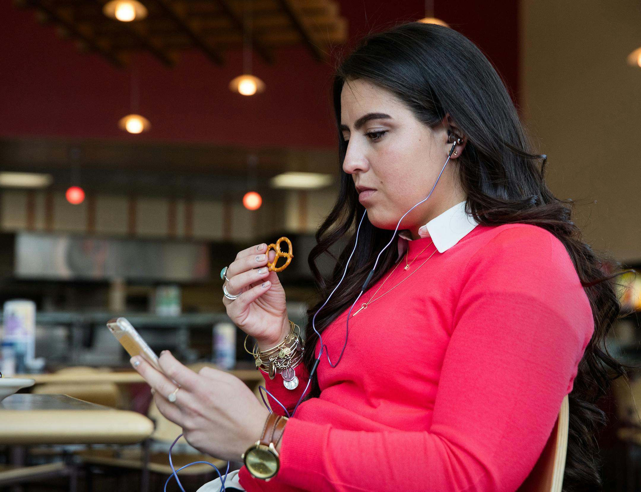 A recent study using pretzels and headphones suggests that the sound of chewing is an important cue that lets us know how much we've eaten. Photo credit: Jaren Wilkey/Brigham Young University