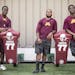 Gophers football players Scott Ekpe, from left, Rodrick Williams, Jr. and Hendrick Ekpe, who all played in high school together in Lewisville, Texas, 