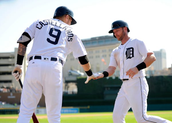 Andrew Romine, right, played against the Twins during a 2017 game.