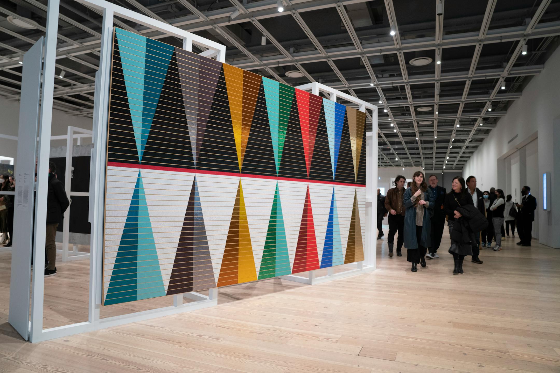 Dyani White Hawk's work is pictured during its Biennial in New York, NY., on Wednesday, March 30, 2022. Barry Williams