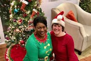 Jasmine Stringer, left, and Sharon Gifford, right, are the winners of the Hallmark Christmas Movie Dream Job contest. They'll watch 24 holiday movies 