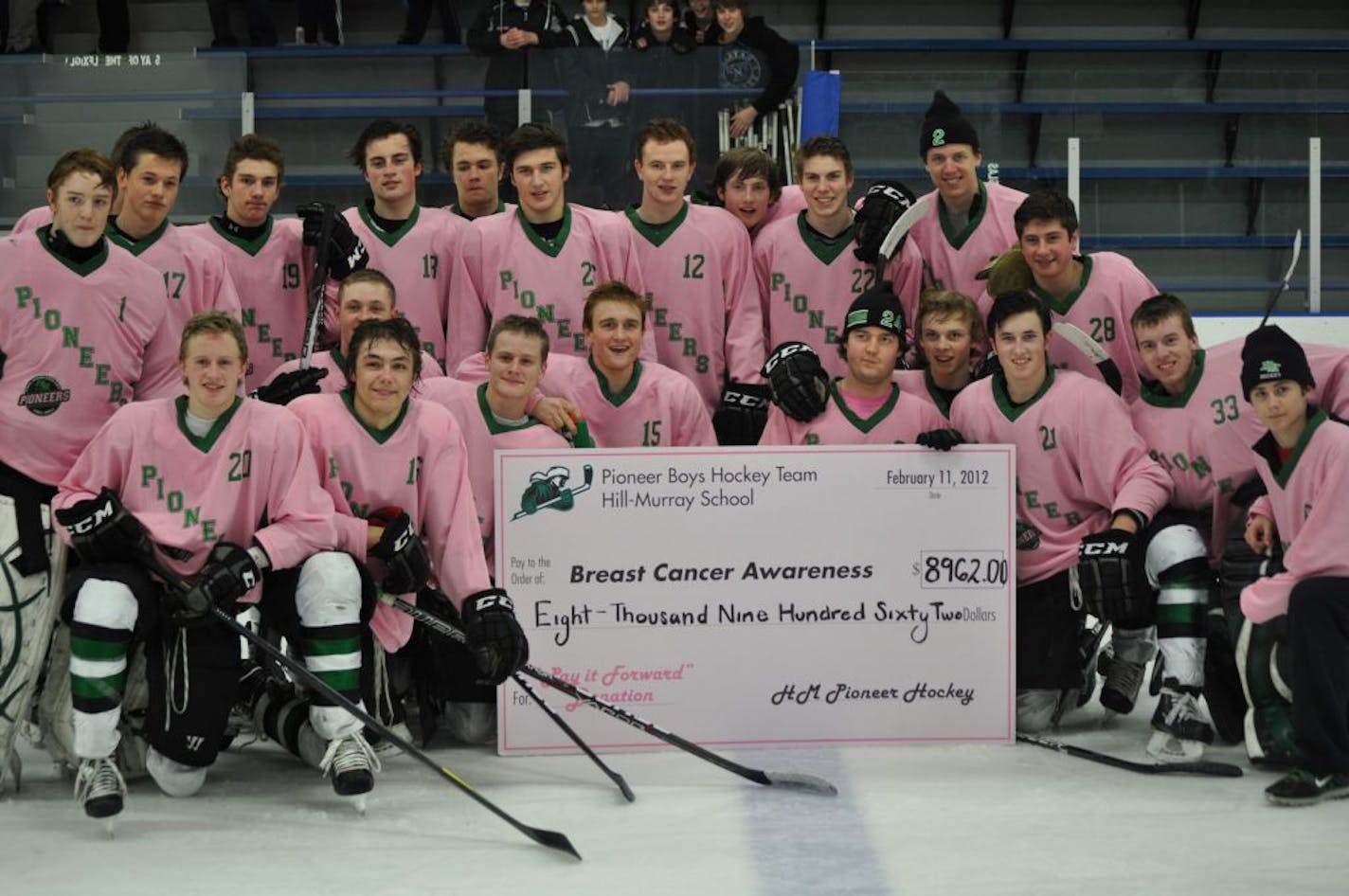 The 2012 Hill-Murray boys' hockey fundraiser, organized by player Zach LaValle, raised $8,962. This year's event is Saturday at Aldrich Arena. Submitted photo