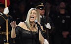 Fergie performs the national anthem before the NBA All-Star basketball game Feb. 18 in Los Angeles.
