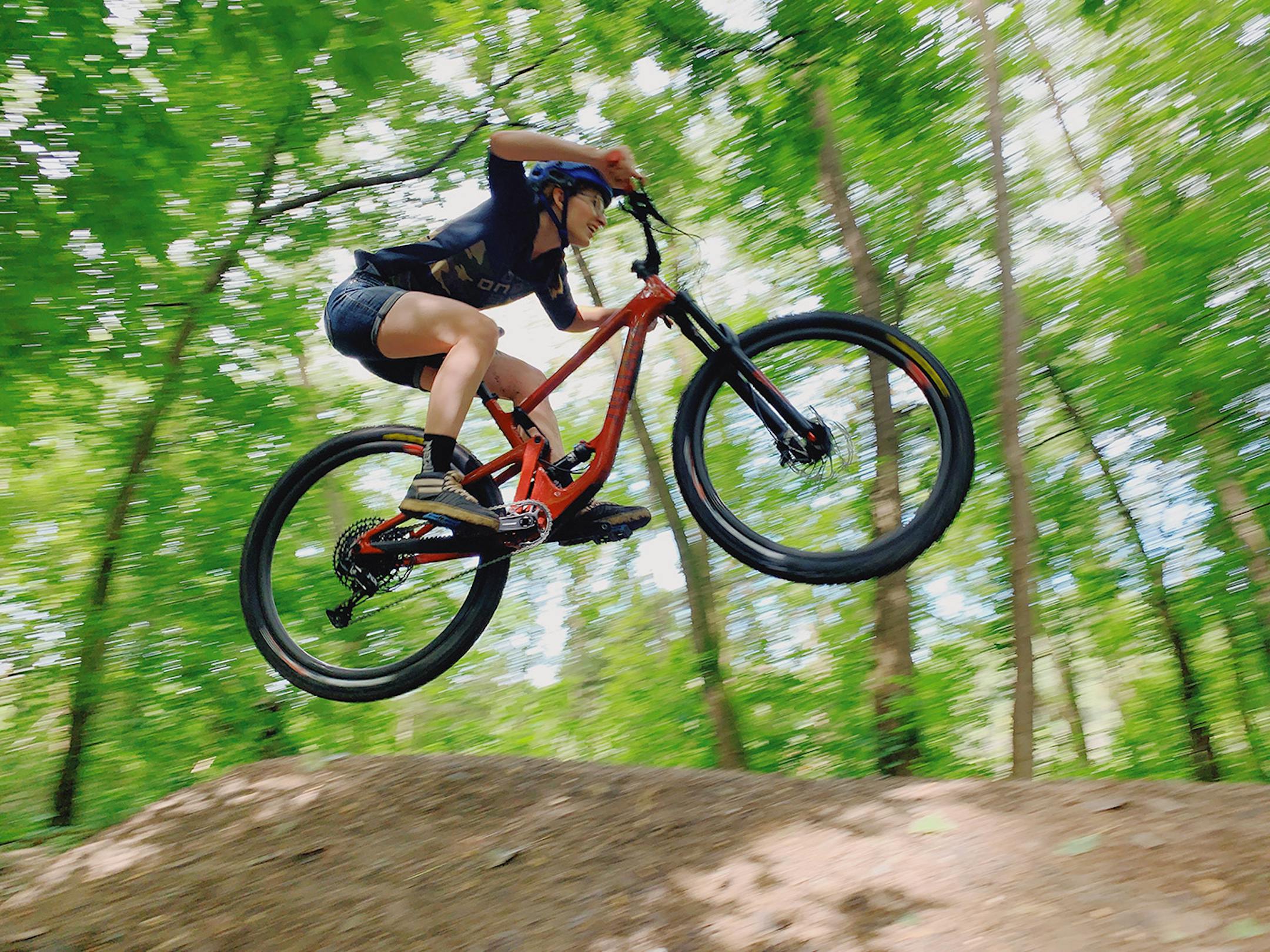 Emma Schultz likes to hit the dirt on two wheels. She lends her mountain bike talents to Little Bellas, an organization that aims to build confidence and skills in girls and young women through mountain biking.