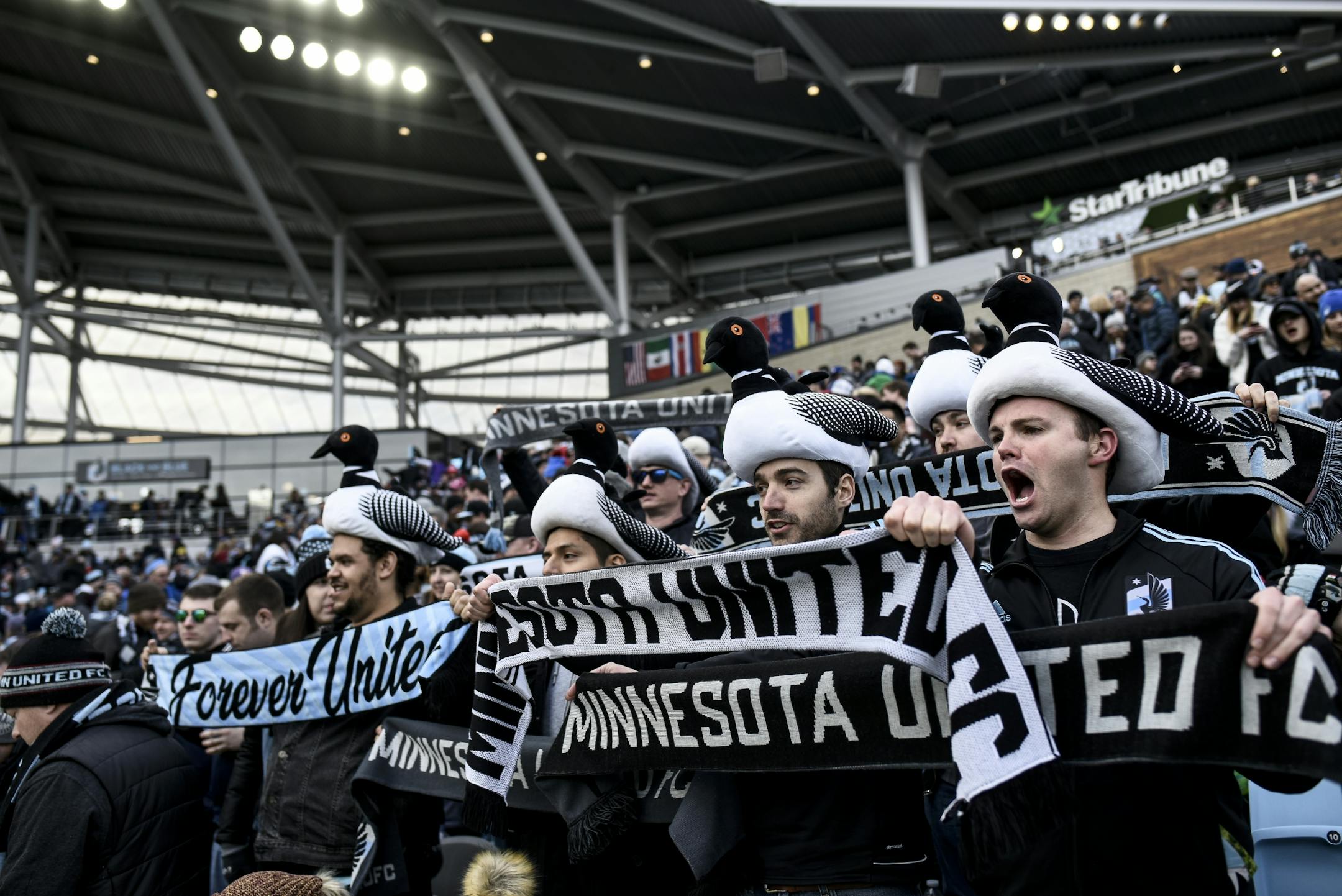 Minnesota United supporters showed their pride after the end of the first half against NYC FC.