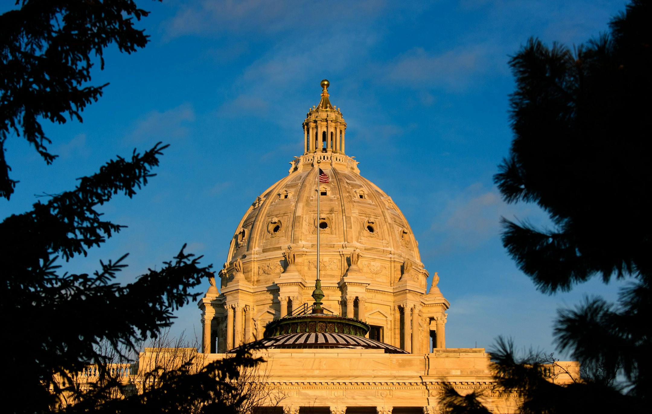 The Minnesota State Capitol was bathed in warm evening light as the sun went down on the first day of the legislative session. ] GLEN STUBBE • glen.stubbe@startribune.com Tuesday, February 20, 2018 EDS, FOR USE WITH ANY APPROPRIATE STORY GS