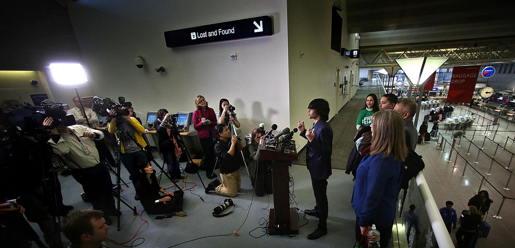 Shezanne Cassim, Woodbury, returned to Minnesota after being ., jailed in the United Arab Emirates for nine months. Cassim was arrested on April 7, 2013 in Dubai, UAE, for uploading a satirical sketch comedy video to YouTube. Cassim offered a brief statement upon his arrival at Minneapolis St.Paul International Airport. ] JIM GEHRZ ‚Ä¢ jgehrz@startribune.com / Minneapolis, MN / January 9, 2014 / 3:00 PM