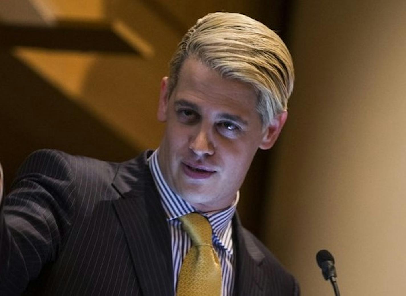 Milo Yiannopoulos spoke at the Humphrey Institute of Public Affairs on the campus of the University of Minnesota in Minneapolis in February.