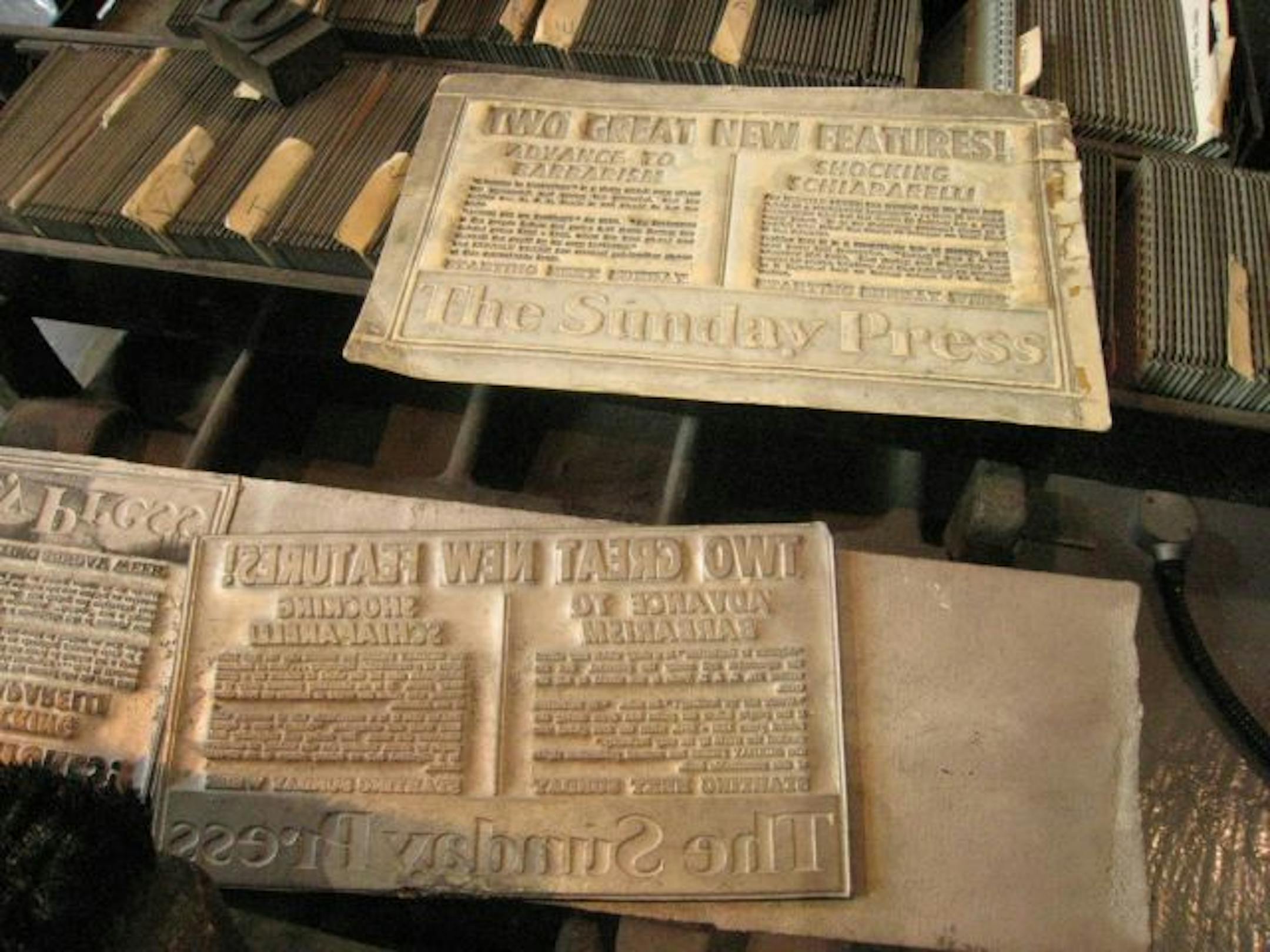 Old plates from the now-defunct Irish Press are on display at the National Print Museum in Dublin.