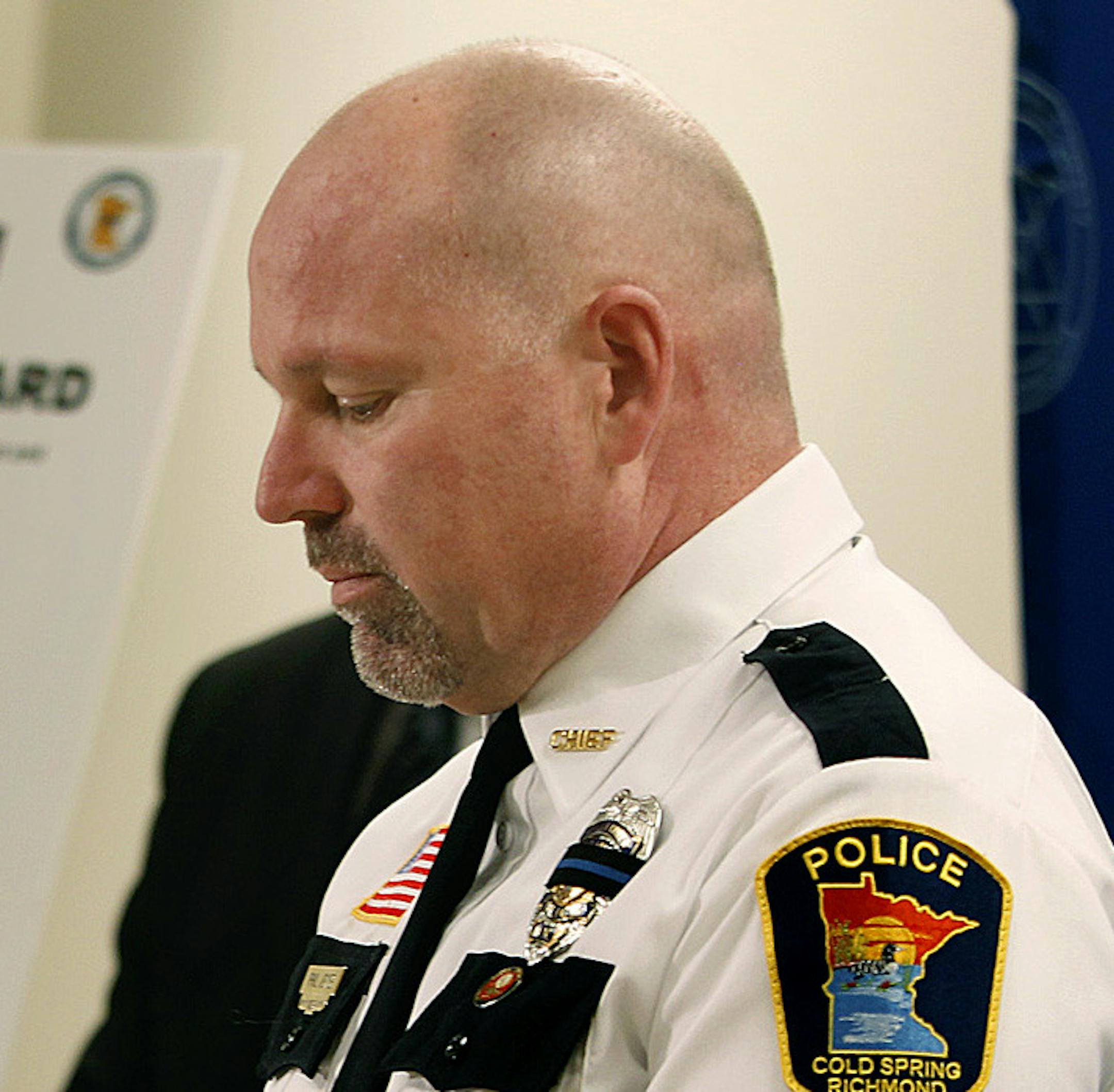 Cold Spring Police Chief Phil Jones spoke at a news conference after the Thomas Decker shooting last year.