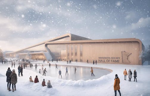 Generated photo of the ice skating rink that will open in 2028 at the Minnesota Hockey Hall of Fame in Dakota County.