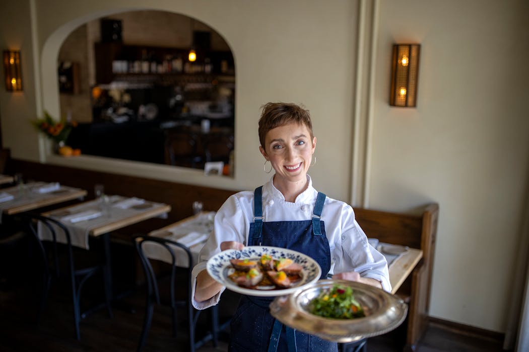 Chef Karyn Tomlinson in her St. Paul restaurant, Myriel.