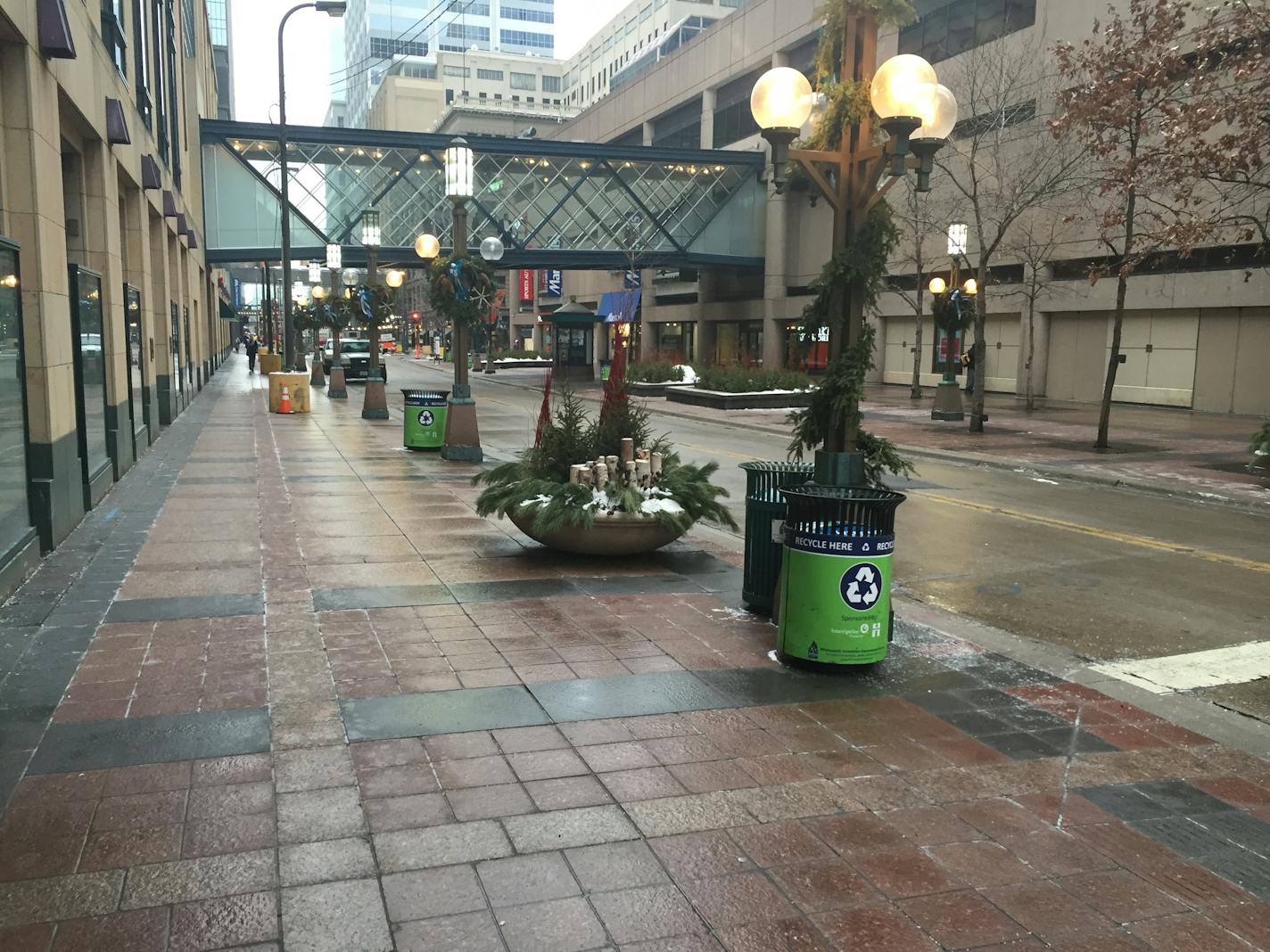 The sidewalks of Nicollet Mall on Jan. 21, 2016, soon after morning rush hour.