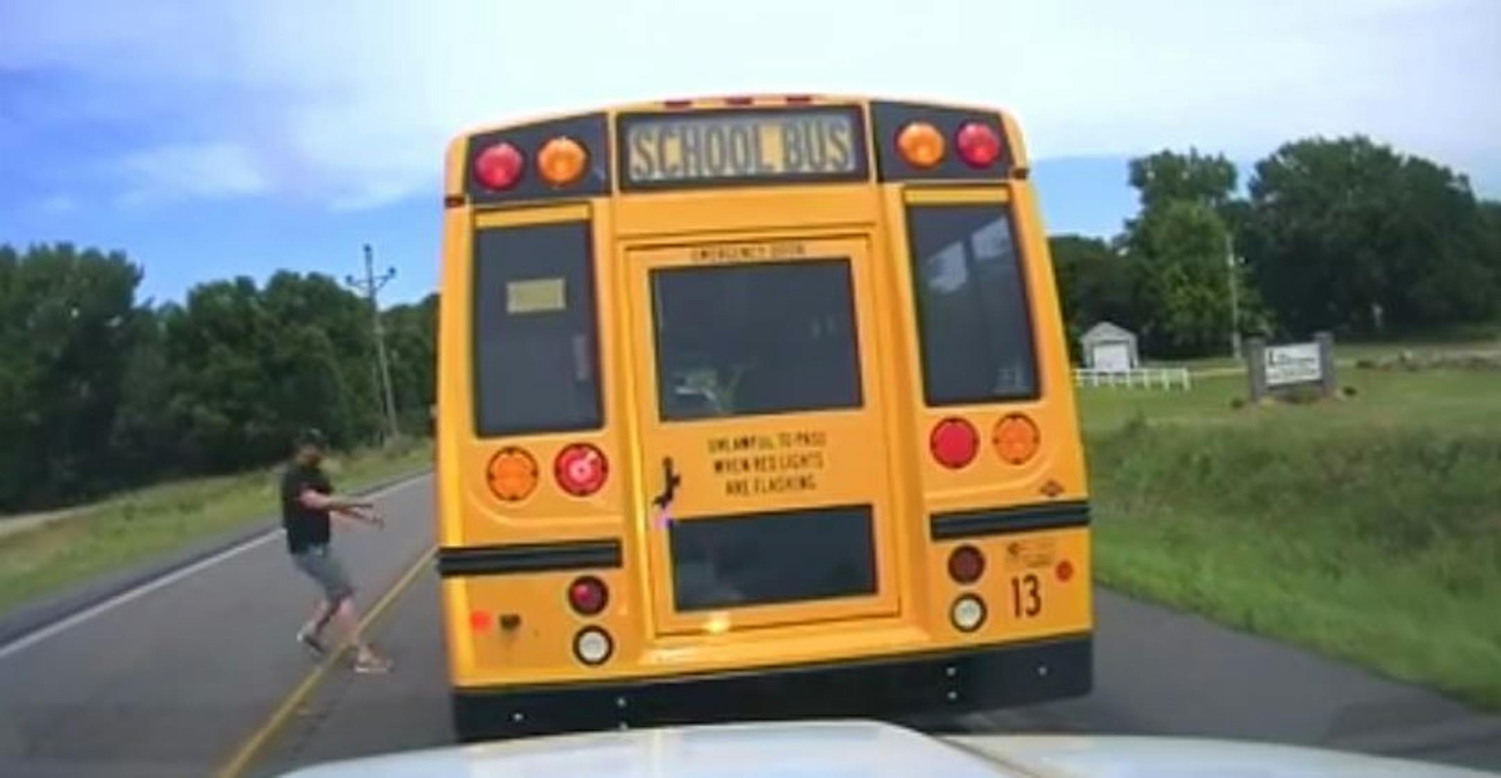 A bystander who had joined in pursuit of the runaway bus jumped in and put the bus in park.